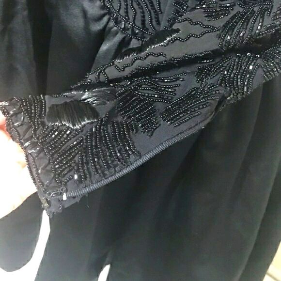 Jeet Vintage Black Drop Waist 100% Silk Handmade Dress Saks Fifth Avenue - Picture 5 of 9